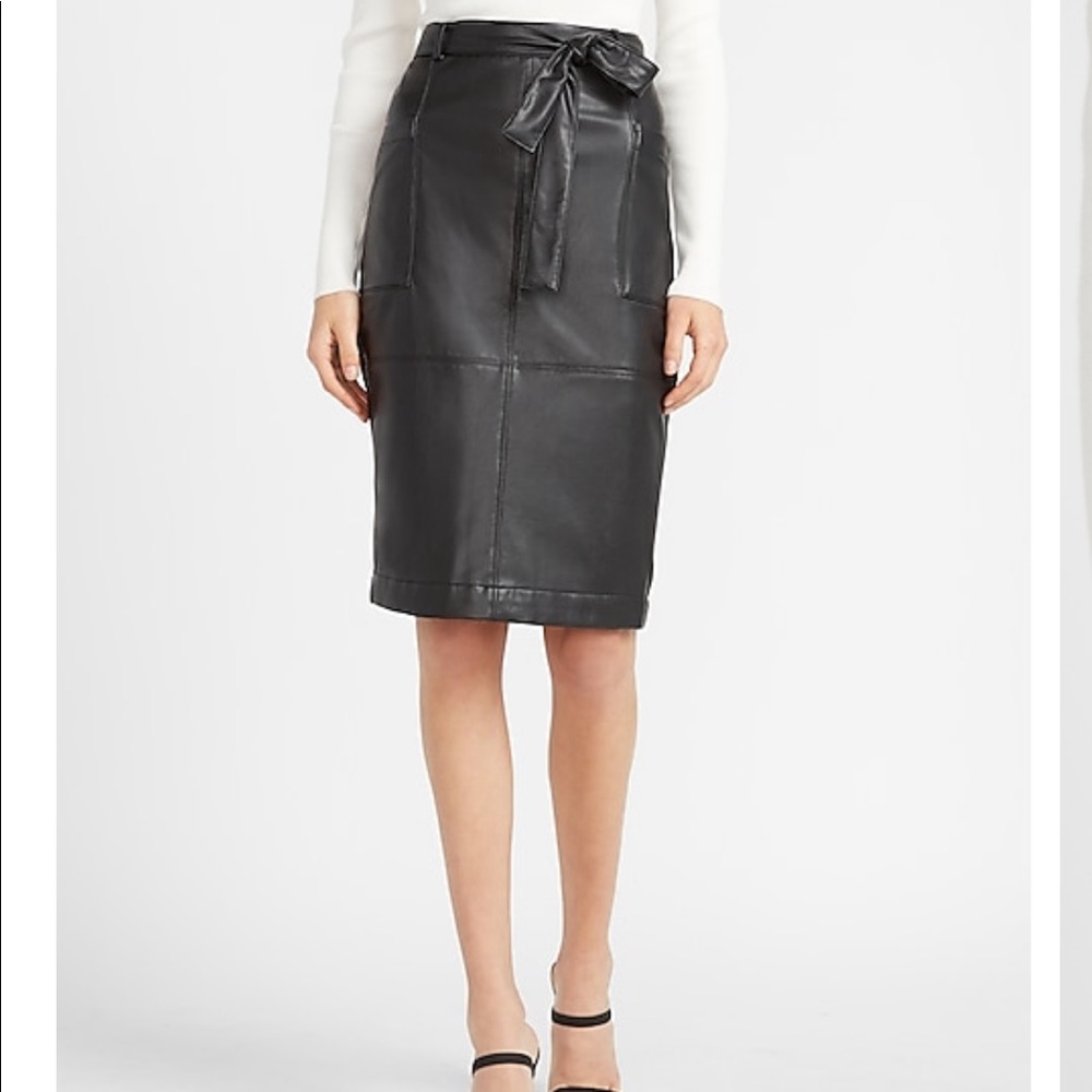 EXPRESS High Waist Vegan Leather Belt Pencil Skirt